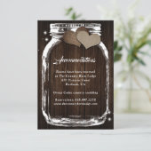 Mason Jar Burlap Rustic Wood Accommodation Cards Begleitkarte (Stehend Vorderseite)