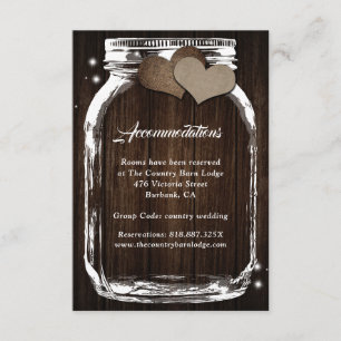 Mason Jar Burlap Rustic Wood Accommodation Cards Begleitkarte