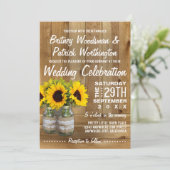 Mason Jar Burlap Sonnenblumen Einladungen für Hoch (Stehend Vorderseite)