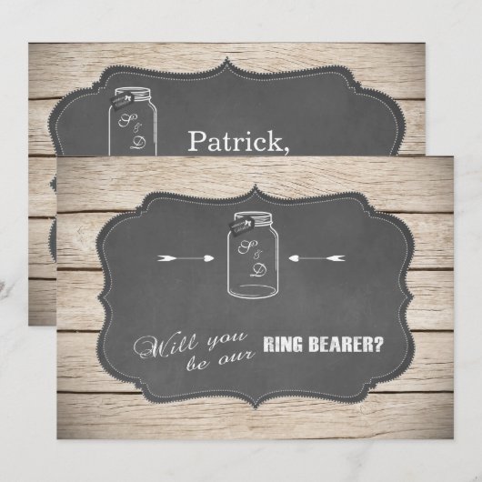 Mason Jar Chalboard Werden Sie unser Ringträger? Einladung (Vorne/Hinten)