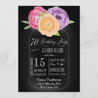 Mason Jar Chalkboard 70. Geburtstag Einladung