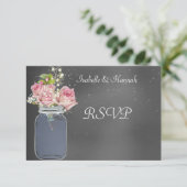 Mason Jar, Chalkboard, Lesbische RSVP-Karte für Ho RSVP Karte (Stehend Vorderseite)