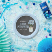 Mason Jar Chalkboard Look Blue Dots Baby Dusche Pappteller (Party)