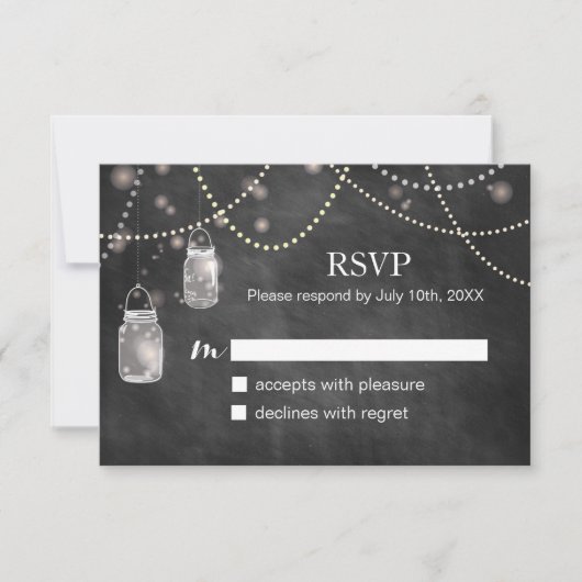 Mason Jar Chalkboard RSVP Cards (Vorderseite)