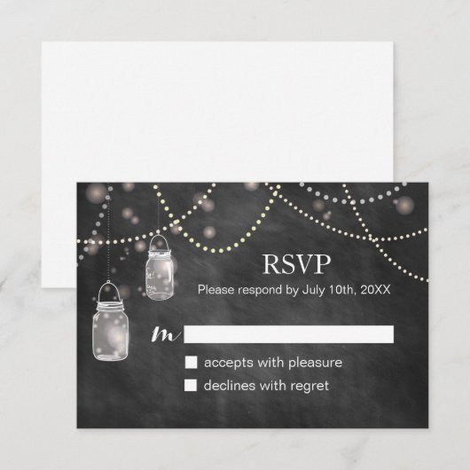 Mason Jar Chalkboard RSVP Cards (Vorne/Hinten)