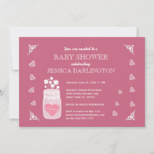 Mason Jar Chalkboard Rustic Baby Shower A01E Einladung