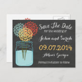 Mason Jar Chalkboard Save the Date Ankündigungspostkarte (Vorne/Hinten)