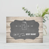 Mason Jar Chalkoard wirst du mein Trauzeuge sein? Einladung (Stehend Vorderseite)