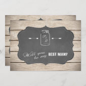 Mason Jar Chalkoard wirst du mein Trauzeuge sein? Einladung (Vorne/Hinten)