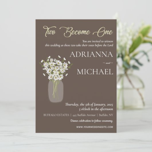 Mason Jar Christliche religiöse Hochzeitseinladung Einladung (Stehend Vorderseite)