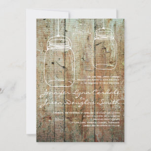 Mason Jar Country Barn Wood Wedding Einladungen