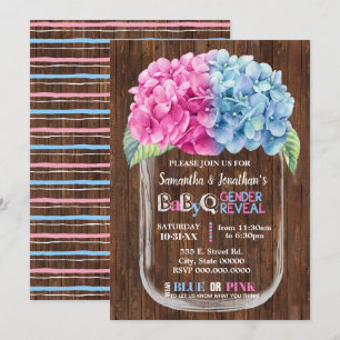 Mason Jar Country Chic Genie offenbaren rosa oder Einladung