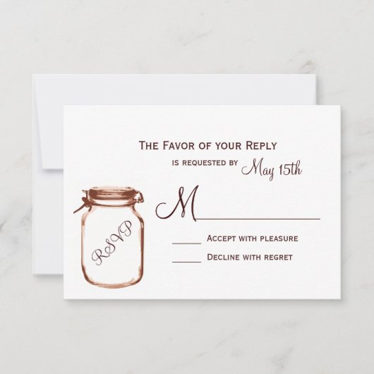 Mason Jar Country Rustic Wedding RSVP Cards Karte (Vorderseite)