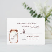 Mason Jar Country Rustic Wedding RSVP Cards Karte (Stehend Vorderseite)