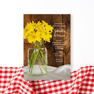 Mason Jar Daisies Country Wedding Probe Dinner Einladung