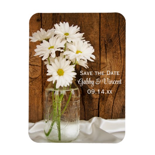 Mason Jar Daisies Country Wedding Save the Date Magnet (Vertikal)