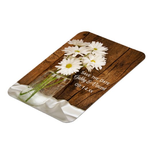 Mason Jar Daisies Country Wedding Save the Date Magnet (Linke Seite)