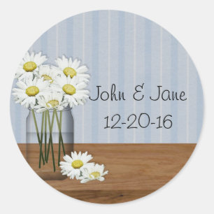 Mason Jar Daisies Hochzeit Aufkleber