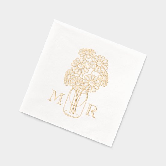 Mason Jar Daisies Monogram Initials Wedding Servietten Mit Folie (Links)