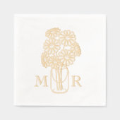 Mason Jar Daisies Monogram Initials Wedding Servietten Mit Folie (Vorderseite)