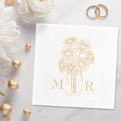 Mason Jar Daisies Monogram Initials Wedding Servietten Mit Folie