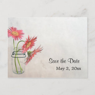 Mason Jar Daisies Postcard - Save the Date Ankündigungspostkarte