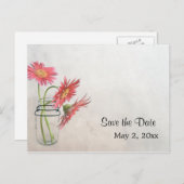 Mason Jar Daisies Postcard - Save the Date Ankündigungspostkarte (Vorne/Hinten)