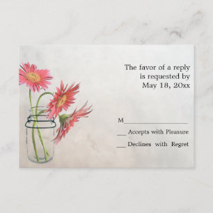 Mason Jar Daisies RSVP Cards Karte