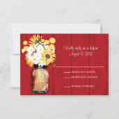 Mason Jar Daisies Sunflowers & Billy Balls UAWG RSVP Karte (Vorderseite)