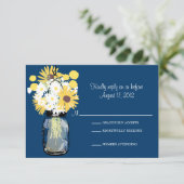 Mason Jar Daisies Sunflowers & Billy Balls UAWG RSVP Karte (Stehend Vorderseite)