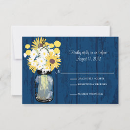 Mason Jar Daisies Sunflowers & Billy Balls UAWG RSVP Karte