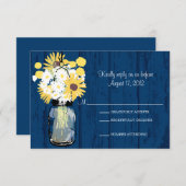 Mason Jar Daisies Sunflowers & Billy Balls UAWG RSVP Karte (Vorne/Hinten)