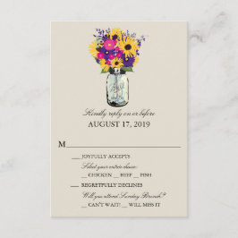 Mason Jar Daisies und Sonnenblumen | UAWG | RSVP Karte