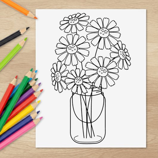 Mason Jar Daisy Blume Farbseite Gummistempel