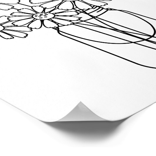 Mason Jar Daisy Blume Farbseite Poster (Ecke)