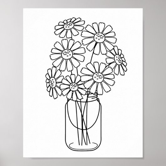 Mason Jar Daisy Blume Farbseite Poster (Vorne)