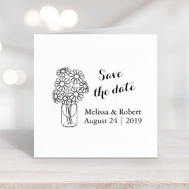 Mason Jar Daisy Blume Save the Date Hochzeit Gummistempel