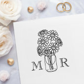 Mason Jar Daisy Blume Wedding Monogram Initials Permastempel