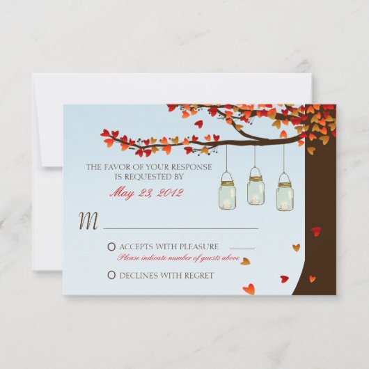 Mason Jar Eichenbaum RSVP Karte (Vorderseite)