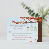 Mason Jar Eichenbaum RSVP Karte (Stehend Vorderseite)