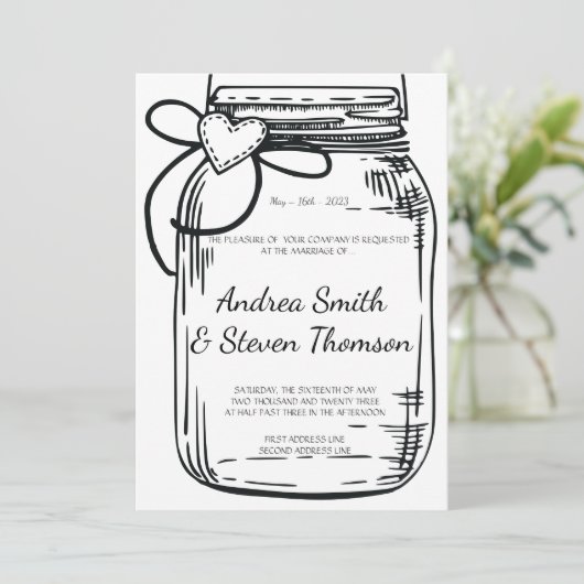 Mason Jar Einladung (Stehend Vorderseite)