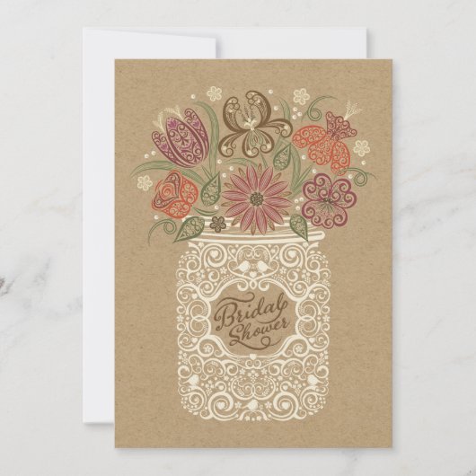 Mason Jar Fall Bridal Dusche Einladung (Vorderseite)