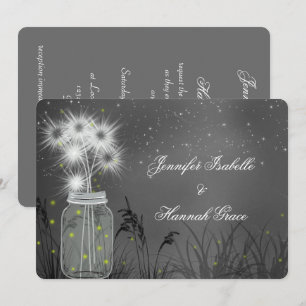 Mason Jar, Fireflies, Chalkboard, Einladung zur Ho