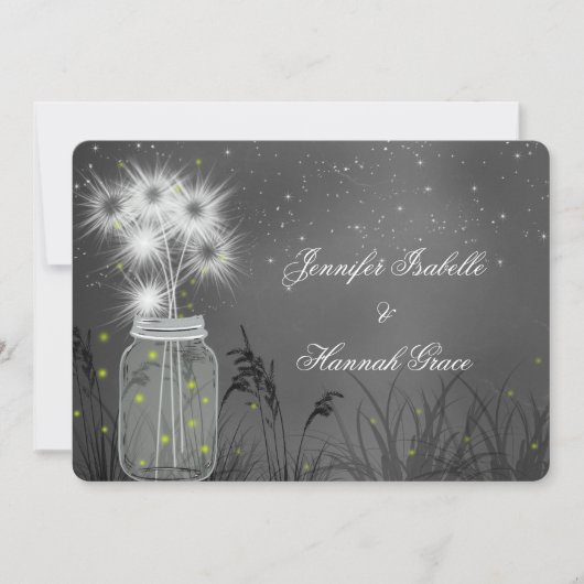 Mason Jar, Fireflies, Chalkboard, Einladung zur Ho (Vorderseite)