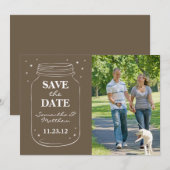 Mason Jar Fireflies Foto Save the Date Brown (Vorne/Hinten)