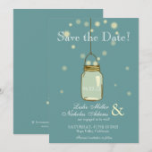 Mason Jar Fireflies Herz Hochzeit speichern das Da Save The Date (Vorne/Hinten)