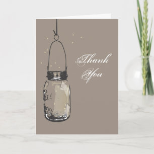 Mason Jar & Fireflies Note Card Dankeskarte