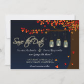 Mason Jar Fireflies Oak Tree Save the Date (Vorderseite)