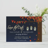 Mason Jar Fireflies Oak Tree Save the Date (Stehend Vorderseite)