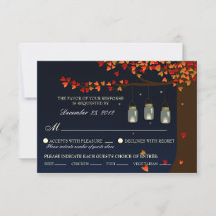 Mason Jar Fireflies Oak Tree UAWG (Menüoptionen) RSVP Karte
